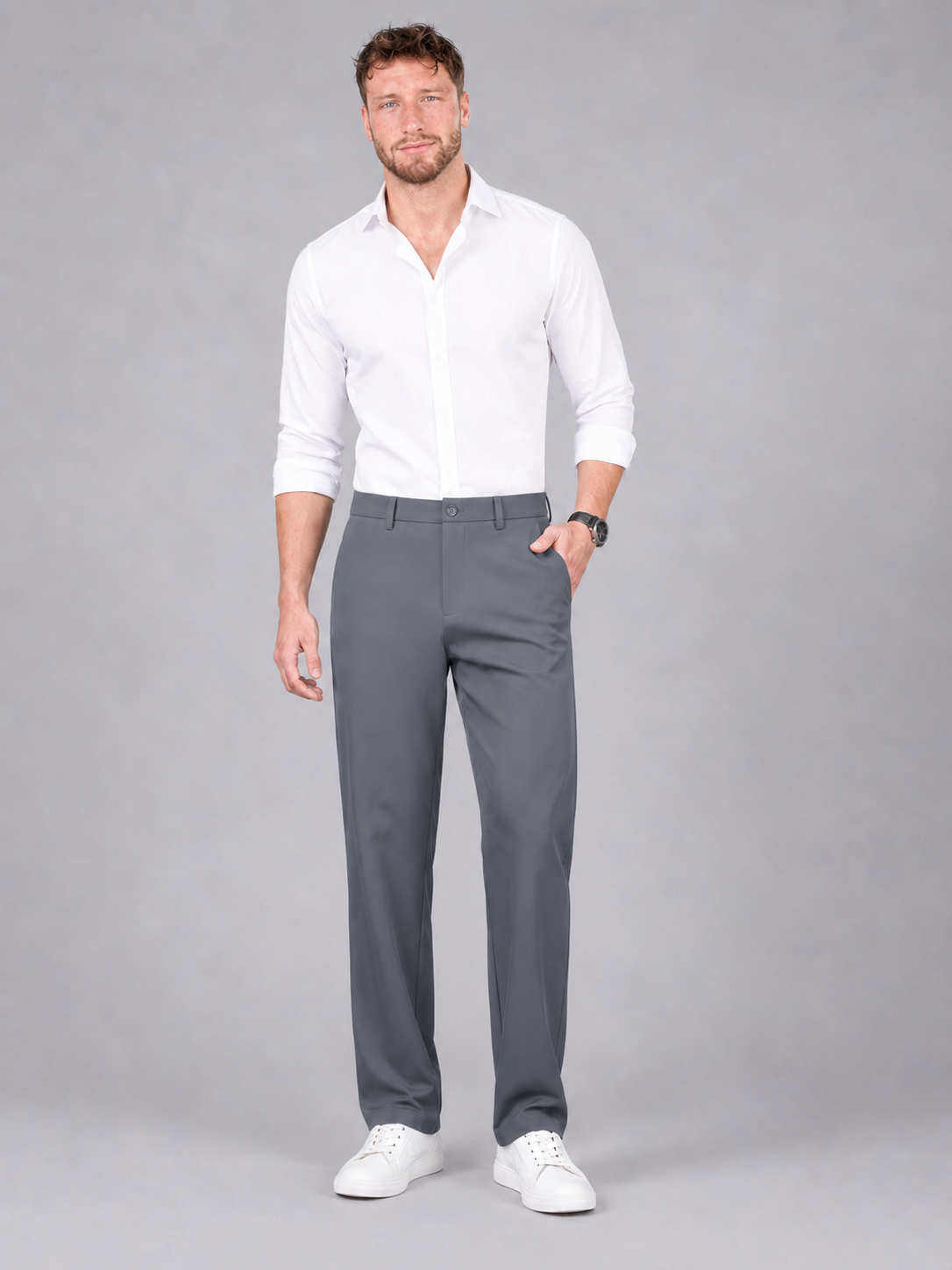 Men's Straight Leg Dress Trousers | Wrinkle Resistant Formal Pants