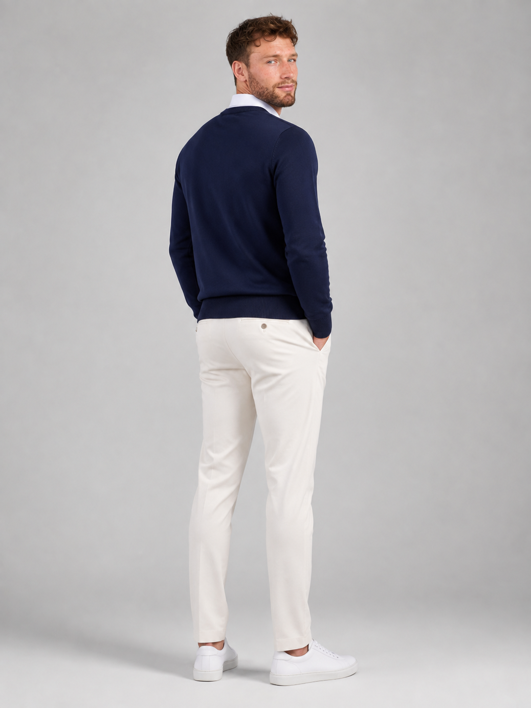 Men's Fine Knit Crew Neck Jumper | Classic Cotton Sweater