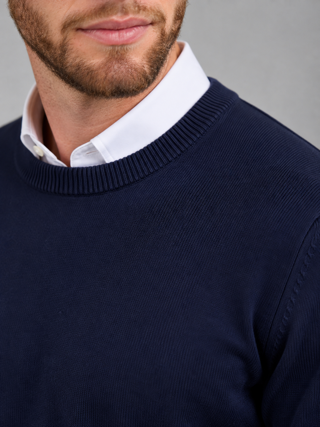 Men's Fine Knit Crew Neck Jumper | Classic Cotton Sweater