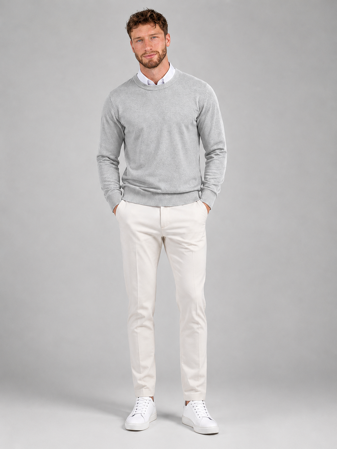 Men's Fine Knit Crew Neck Jumper | Classic Cotton Sweater