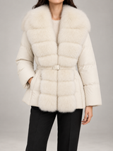 Women's Fur Collar Belted Puffer Coat | Quilted Winter Jacket