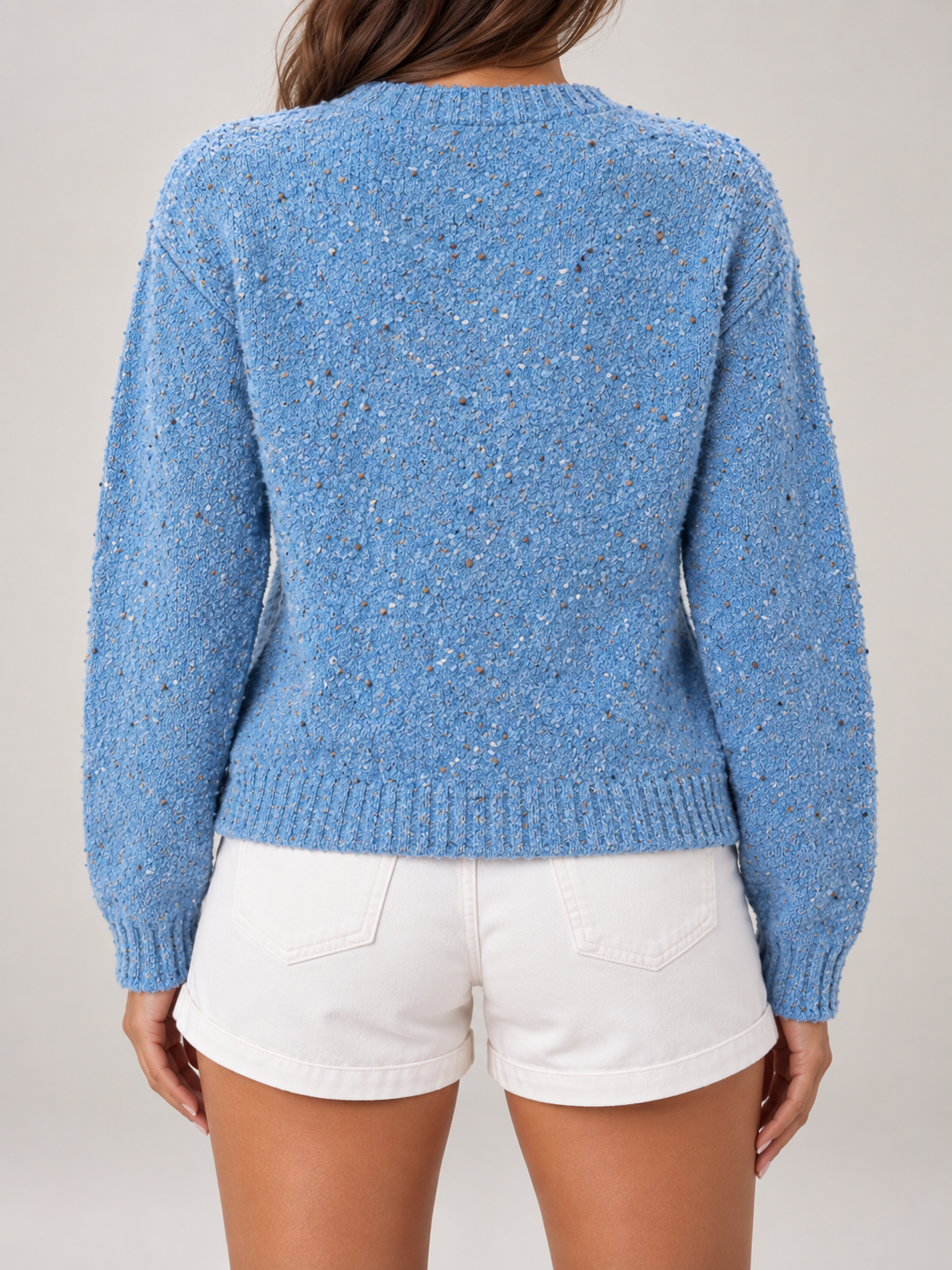 Women's Speckled Knit Cardigan | Round Neck Button Front
