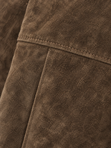 Women's Suede Trucker Jacket | Oversized Button Front Coat