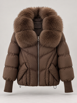 Women's Fur Collar Puffer Jacket | Quilted Short Winter Coat