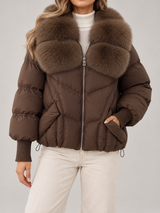 Women's Fur Collar Puffer Jacket | Quilted Short Winter Coat