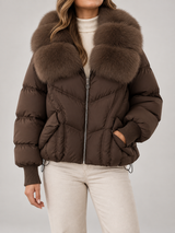 Women's Fur Collar Puffer Jacket | Quilted Short Winter Coat