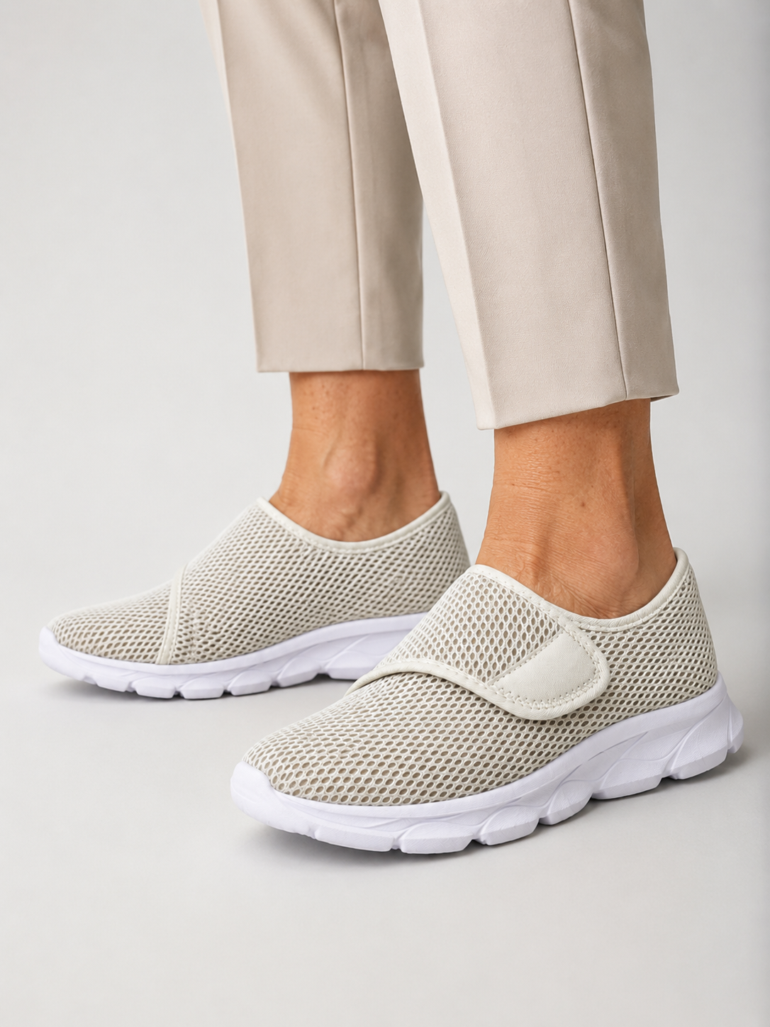 Women's Ultra-Light Mesh Walking Shoes | Adjustable Strap Comfort Trainers