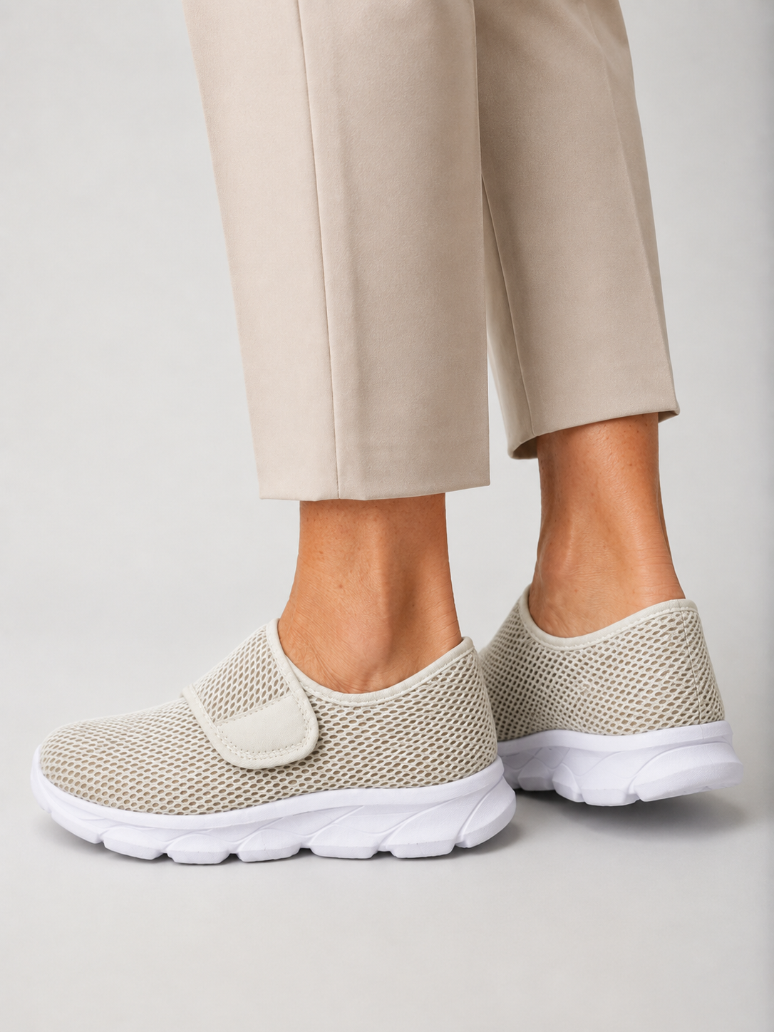 Women's Ultra-Light Mesh Walking Shoes | Adjustable Strap Comfort Trainers