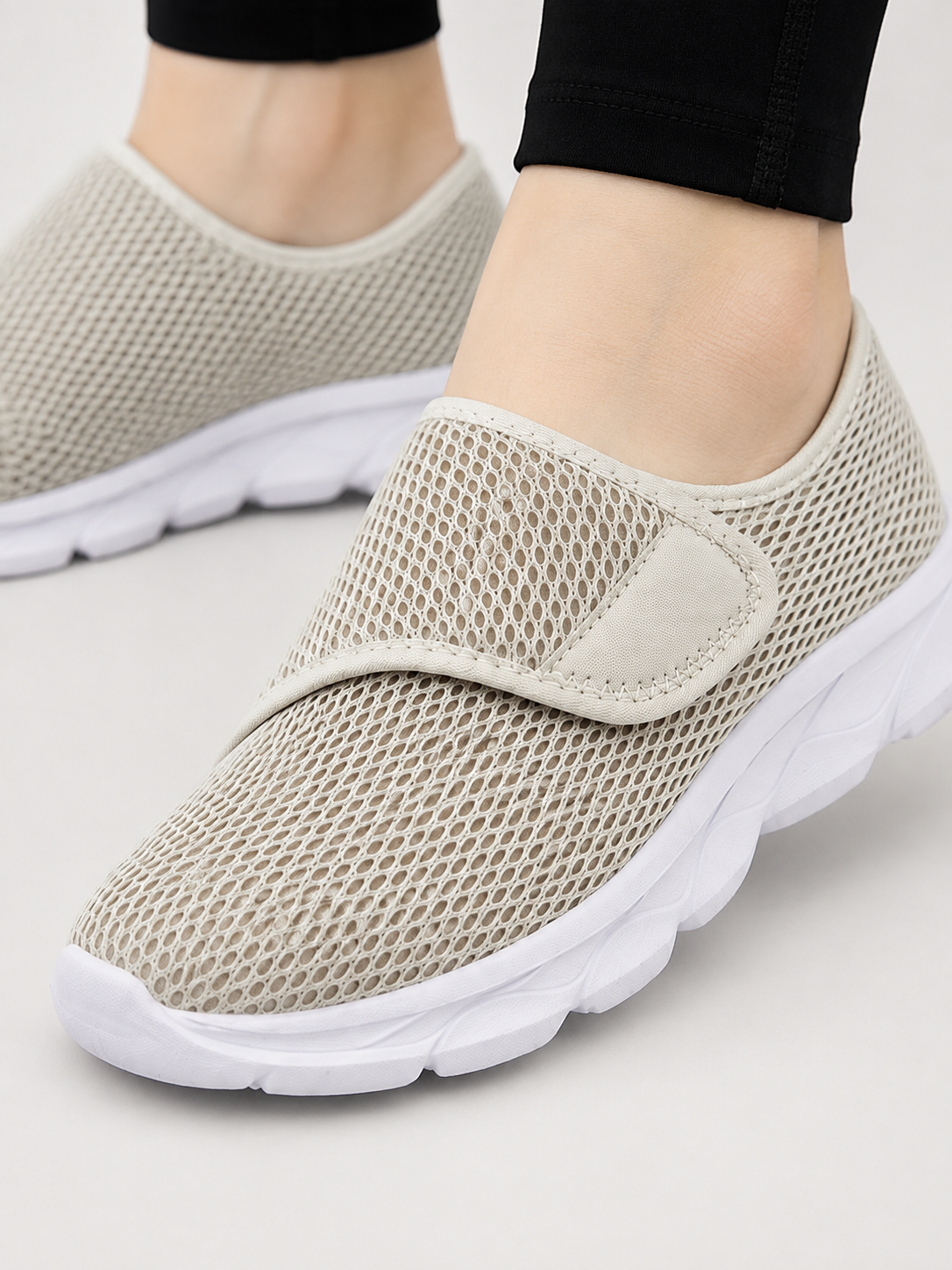 Women's Ultra-Light Mesh Walking Shoes | Adjustable Strap Comfort Trainers