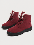 Women's Fur-Lined Lace-Up Winter Boots | Faux Suede Ankle Boots