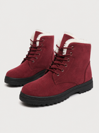Women's Fur-Lined Lace-Up Winter Boots | Faux Suede Ankle Boots