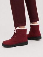Women's Fur-Lined Lace-Up Winter Boots | Faux Suede Ankle Boots