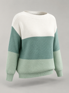 Women's Colour-Block Knit Jumper | Relaxed Boat-Neck Sweater
