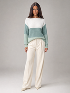Women's Colour-Block Knit Jumper | Relaxed Boat-Neck Sweater