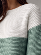 Women's Colour-Block Knit Jumper | Relaxed Boat-Neck Sweater