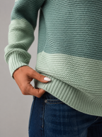Women's Colour-Block Knit Jumper | Relaxed Boat-Neck Sweater