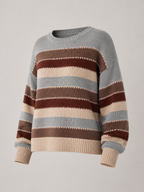 Women's Striped Knit Jumper | Relaxed Crew-Neck Pullover Sweater