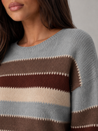 Women's Striped Knit Jumper | Relaxed Crew-Neck Pullover Sweater