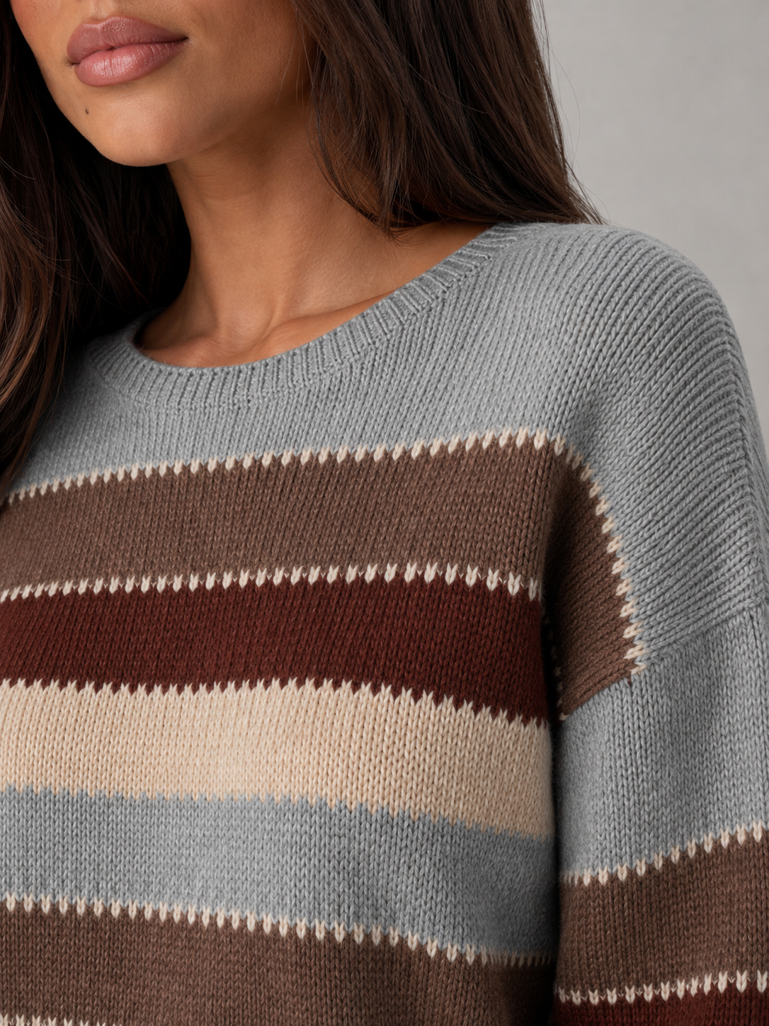 Women's Striped Knit Jumper | Relaxed Crew-Neck Pullover Sweater