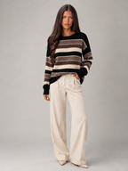 Women's Striped Knit Jumper | Relaxed Crew-Neck Pullover Sweater