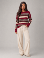 Women's Striped Knit Jumper | Relaxed Crew-Neck Pullover Sweater