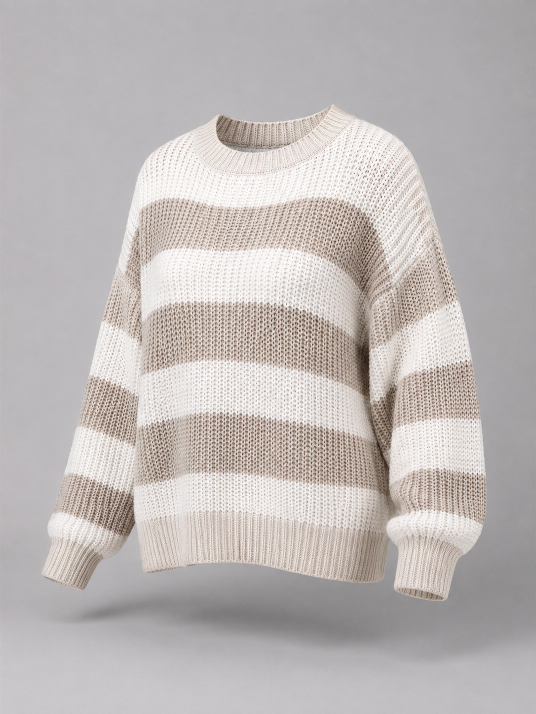 Women's Wide Stripe Knit Jumper | Oversized Crew-Neck Sweater