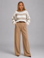 Women's Wide Stripe Knit Jumper | Oversized Crew-Neck Sweater