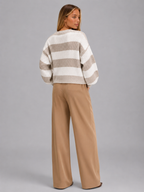 Women's Wide Stripe Knit Jumper | Oversized Crew-Neck Sweater
