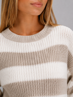 Women's Wide Stripe Knit Jumper | Oversized Crew-Neck Sweater