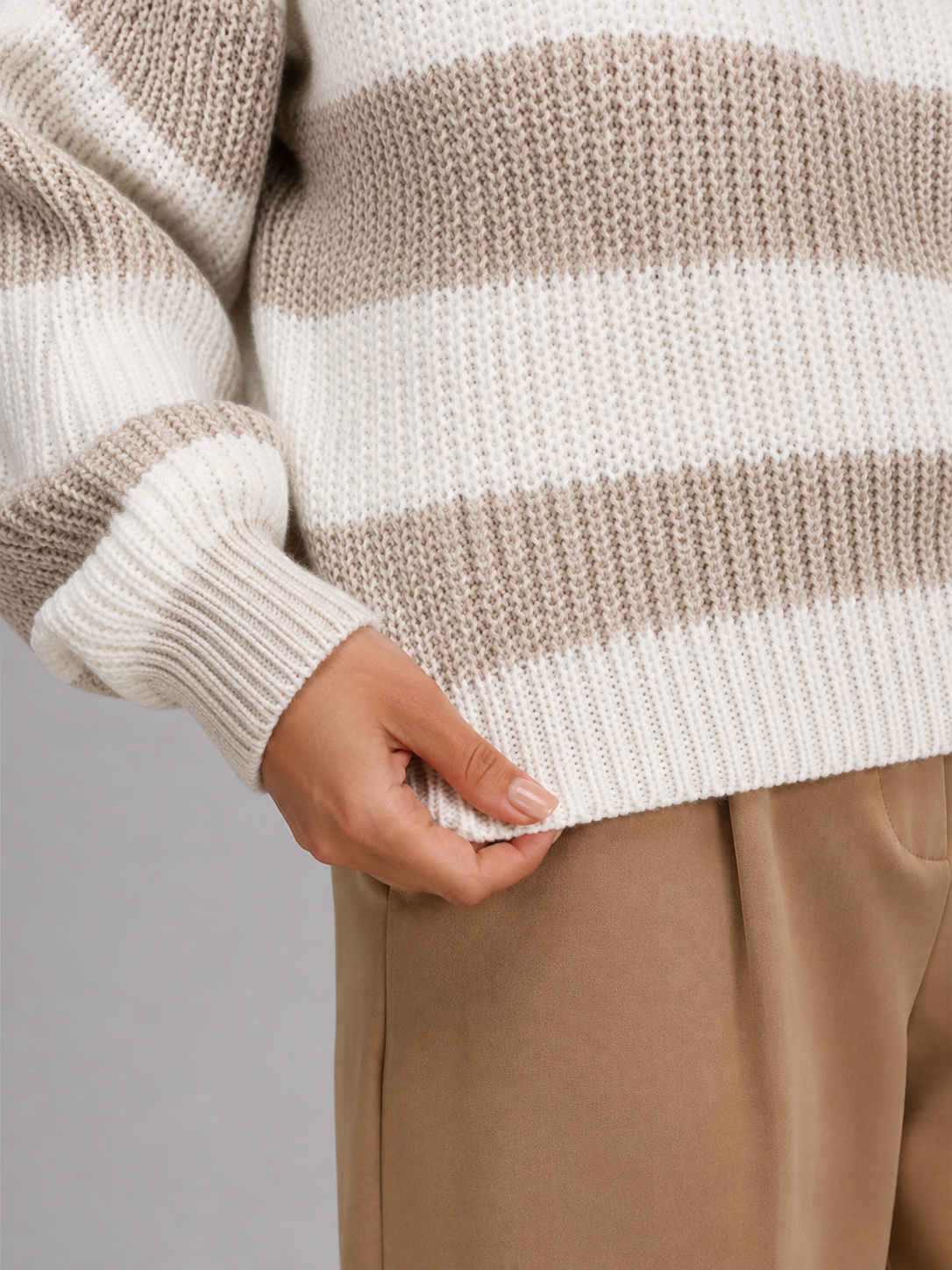 Women's Wide Stripe Knit Jumper | Oversized Crew-Neck Sweater