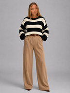 Women's Wide Stripe Knit Jumper | Oversized Crew-Neck Sweater
