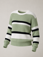 Women's Striped Chunky Knit Jumper | Relaxed Round-Neck Sweater