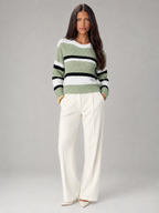 Women's Striped Chunky Knit Jumper | Relaxed Round-Neck Sweater