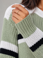 Women's Striped Chunky Knit Jumper | Relaxed Round-Neck Sweater