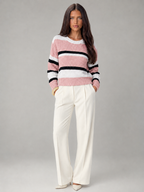 Women's Striped Chunky Knit Jumper | Relaxed Round-Neck Sweater