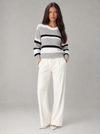 Women's Striped Chunky Knit Jumper | Relaxed Round-Neck Sweater