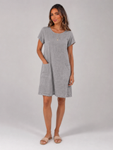 Women's Linen Short Sleeve Midi Dress