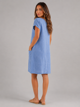 Women's Linen Short Sleeve Midi Dress