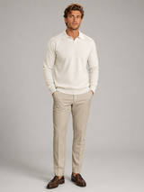 Men's Knit Open-Collar Polo Sweater Ivory