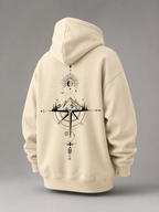 Men's Oversized Graphic Hoodie | Compass Print Cotton Sweatshirt