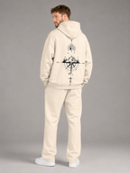 Men's Oversized Graphic Hoodie | Compass Print Cotton Sweatshirt