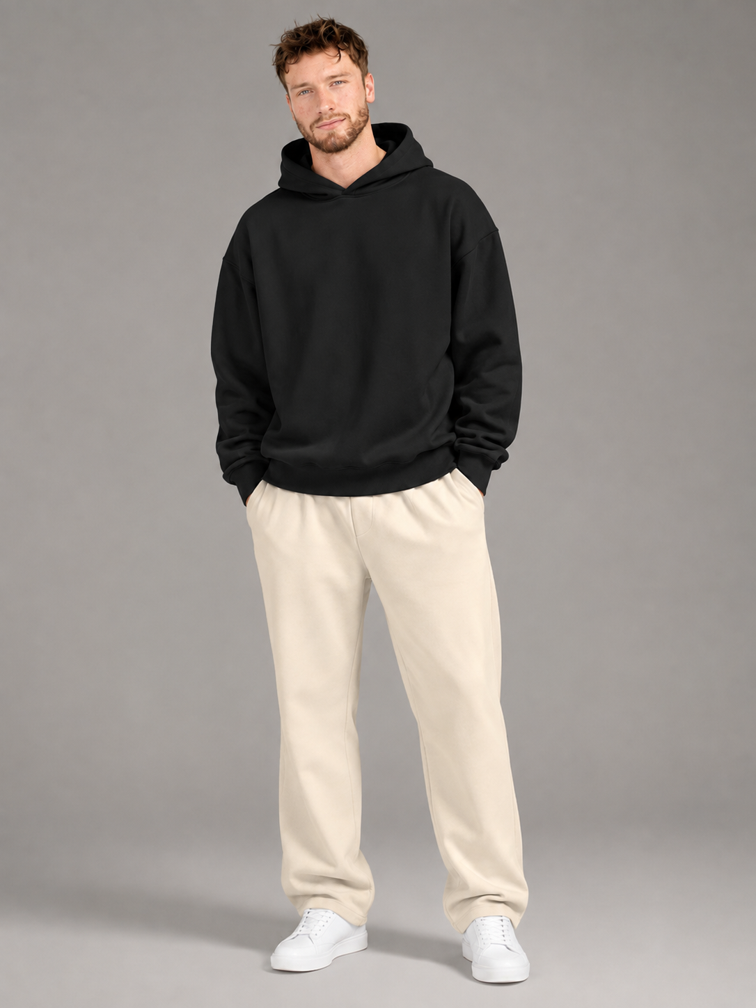 Men's Oversized Graphic Hoodie | Compass Print Cotton Sweatshirt