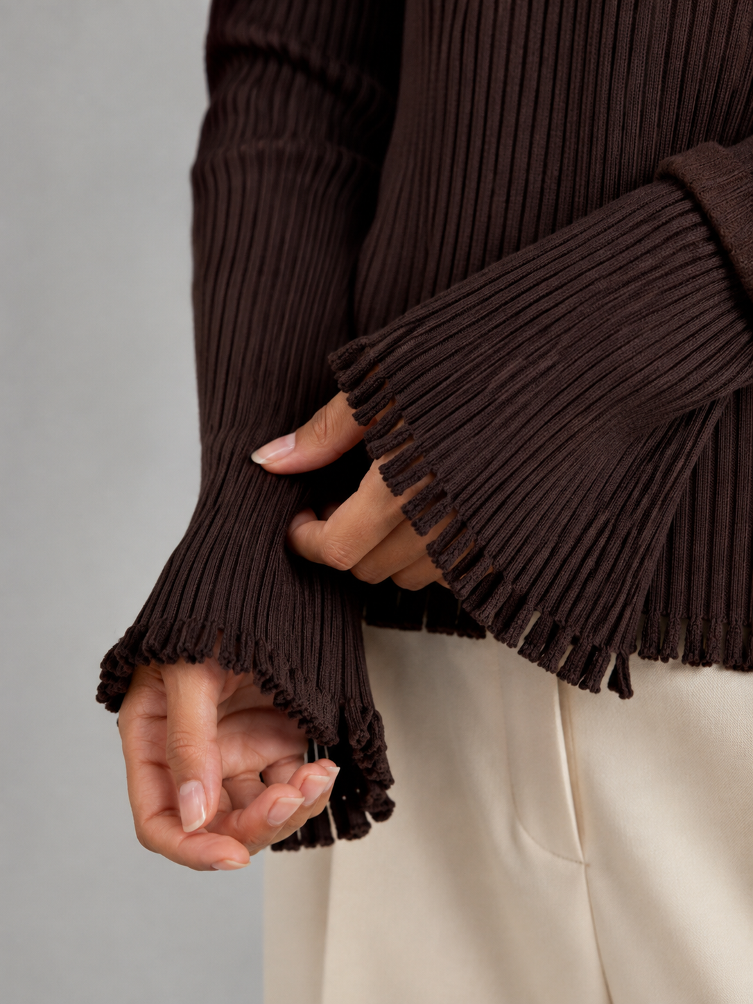 Women's Ribbed Knit Button Cardigan | Fluted Cuff Collared Top