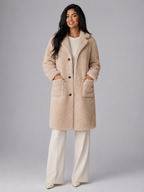 Women's Longline Teddy Borg Coat | Oversized Lapel Winter Coat