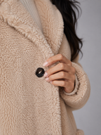 Women's Longline Teddy Borg Coat | Oversized Lapel Winter Coat