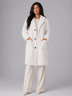 Women's Longline Teddy Borg Coat | Oversized Lapel Winter Coat