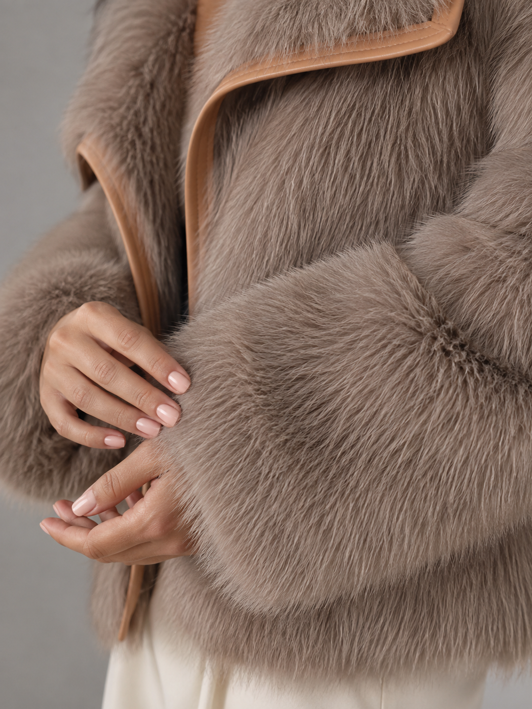 Women's Faux Fur Cropped Coat | Contrast Trim Winter Jacket