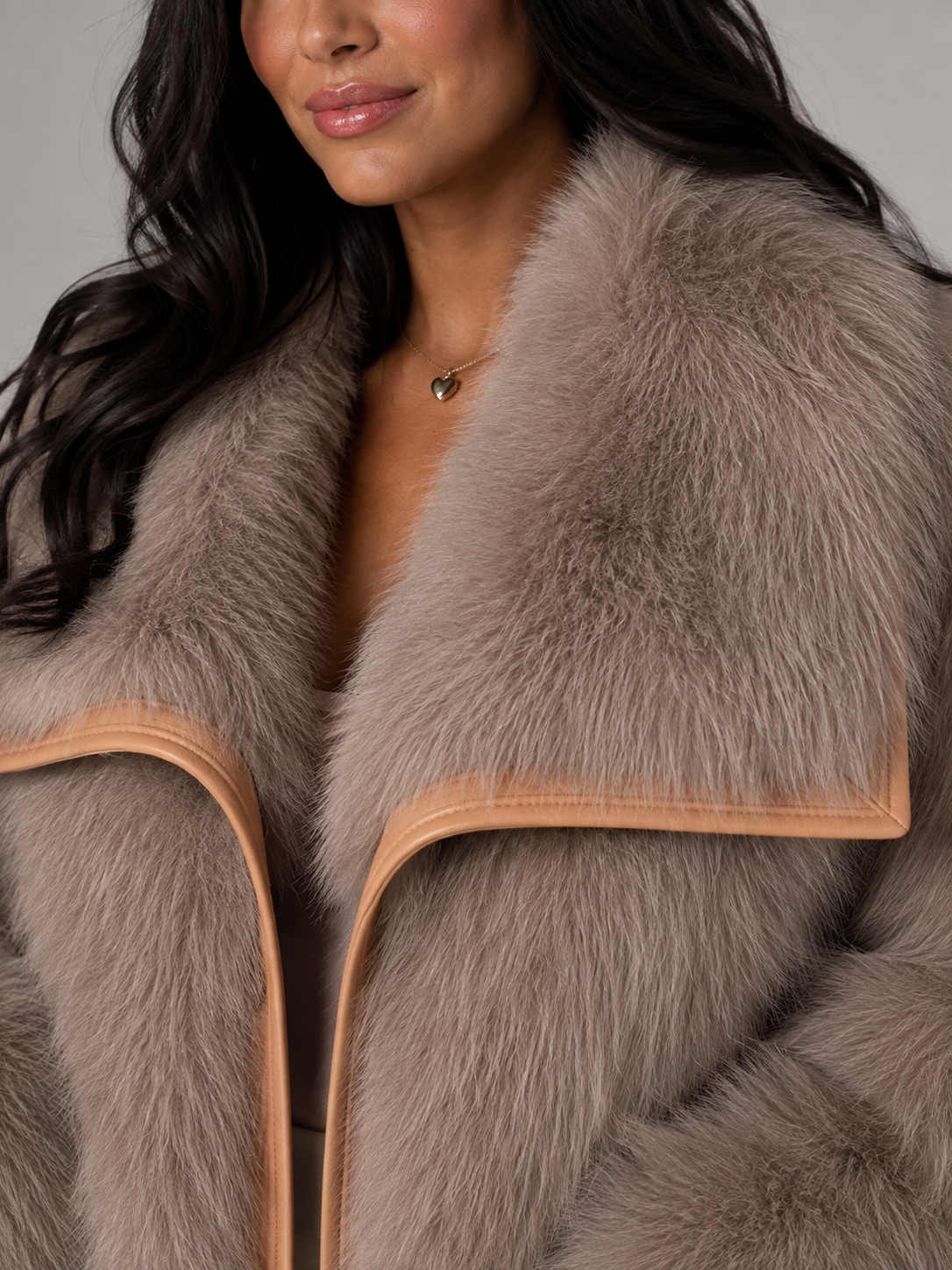 Women's Faux Fur Cropped Coat | Contrast Trim Winter Jacket