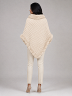 Women's Knitted Poncho Cape | Faux Fur Collar Winter Wrap