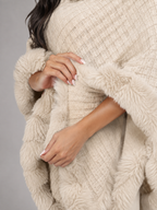 Women's Knitted Poncho Cape | Faux Fur Collar Winter Wrap